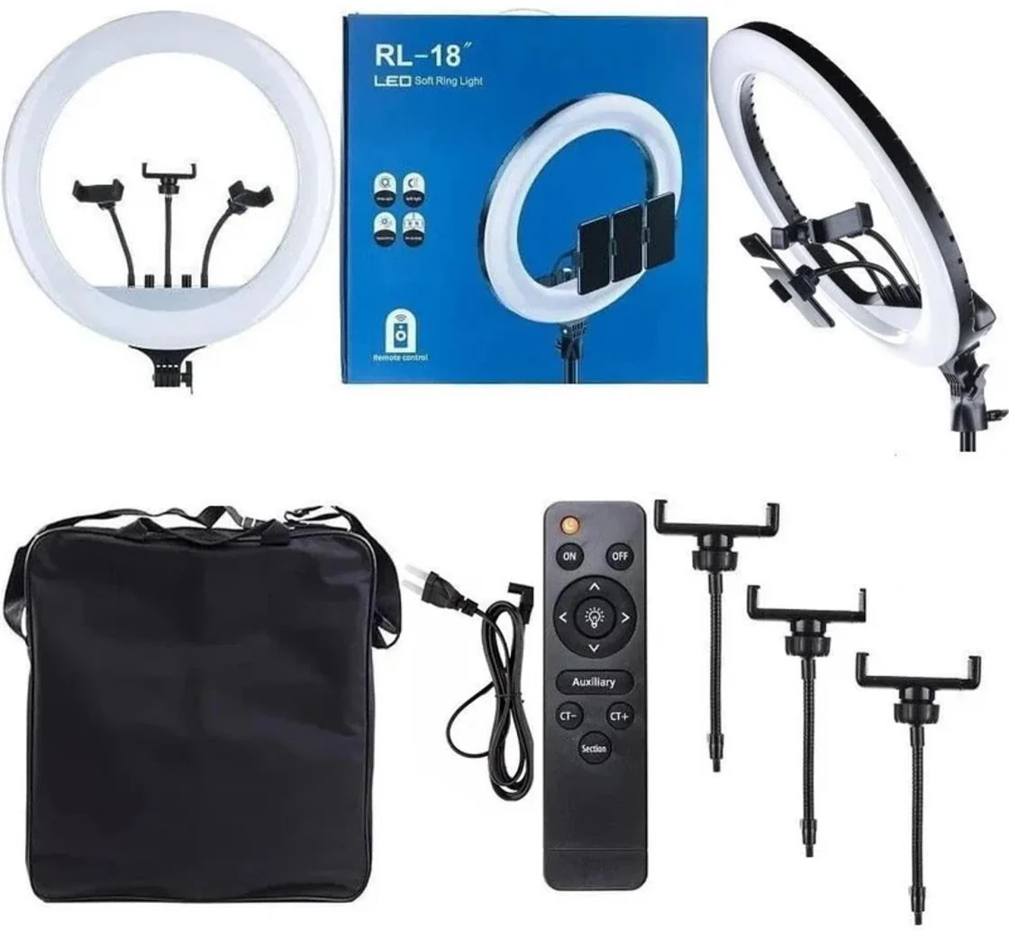 Aro de luz RL-18 con trípode, control y bolso
