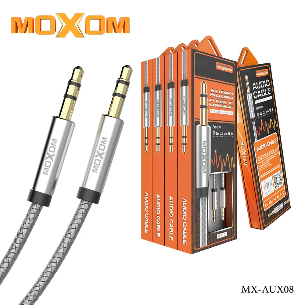 Cable auxiliar MOXOM AUX-08 de 3,5 mm en cobre puro