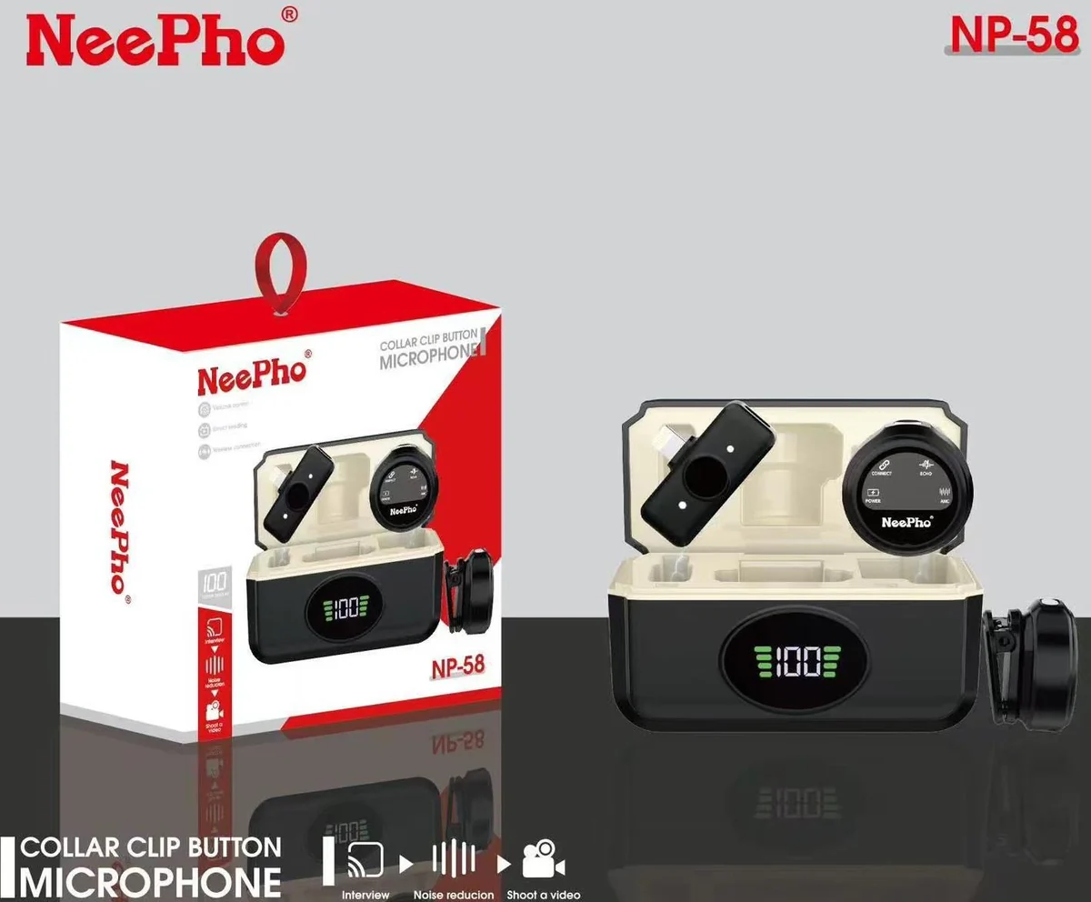 Micrófono inalámbrico NeePho NP-58 con estuche y pantalla