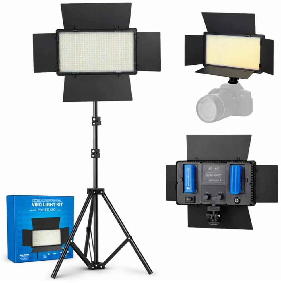 Panel LED PRO LED 600 con trípode y viseras