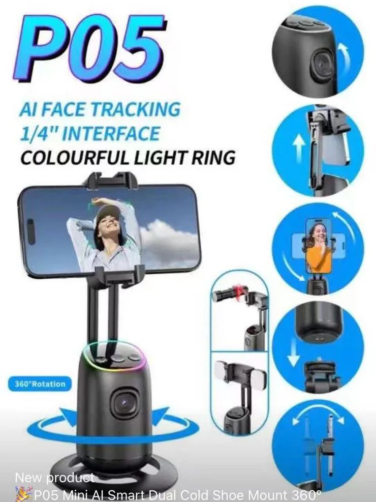 Soporte P05 con seguimiento facial por IA y luz RGB
