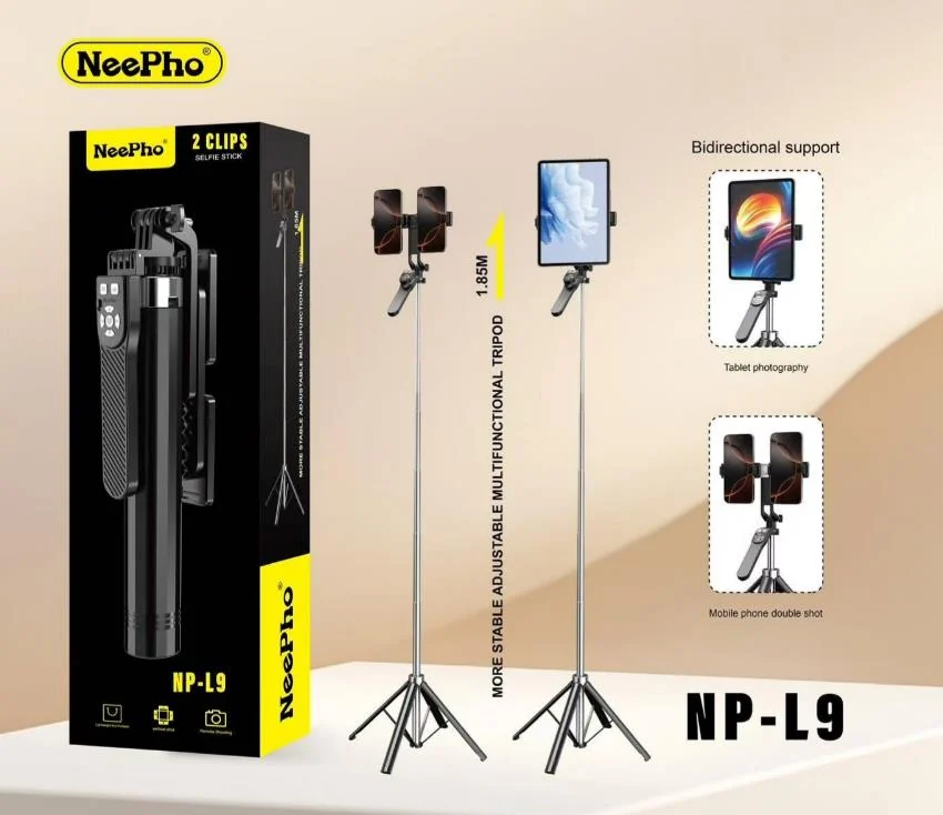 Trípode NeePho NP-L9 con luz LED y doble soporte